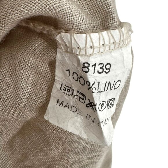 Meo Meli Italy Oatmeal 100% Linen Tiered Shirt Dress OS One Size - Picture 5 of 6